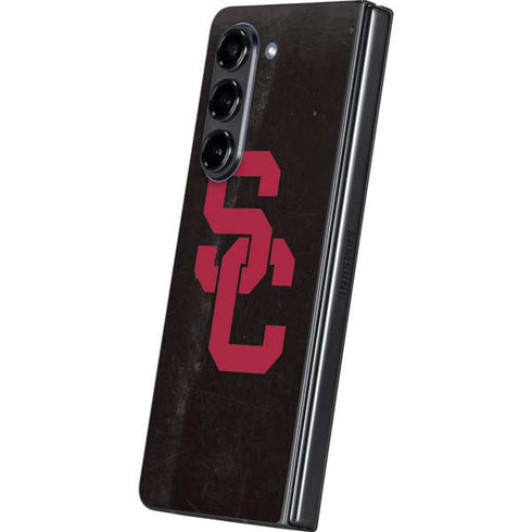 University of Southern California USC Black Distressed Galaxy Z Fold5 5G Skin